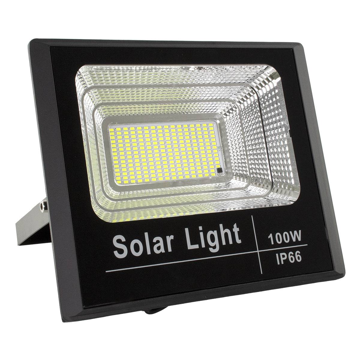 GloboStar® 71557 Αυτόνομος Ηλιακός Προβολέας LED SMD 100W 8000lm με Ενσωματωμένη Μπαταρία 15000mAh - Φωτοβολταϊκό Πάνελ με Αισθητήρα Ημέρας-Νύχτας και Ασύρματο Χειριστήριο RF 2.4Ghz Αδιάβροχος IP66 Ψυχρό Λευκό 6000K - ledmania.gr