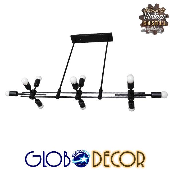 GloboStar® FERUM 01098 Μοντέρνο Industrial Φωτιστικό Οροφής Πολύφωτο Μαύρο Μεταλλικό Ράγα Μ113 x Π26 x Υ85cm - ledmania.gr