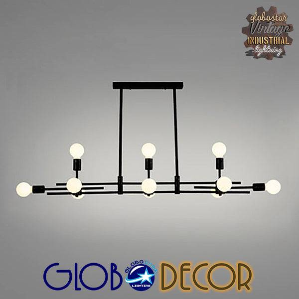 GloboStar® FERUM 01098 Μοντέρνο Industrial Φωτιστικό Οροφής Πολύφωτο Μαύρο Μεταλλικό Ράγα Μ113 x Π26 x Υ85cm - ledmania.gr