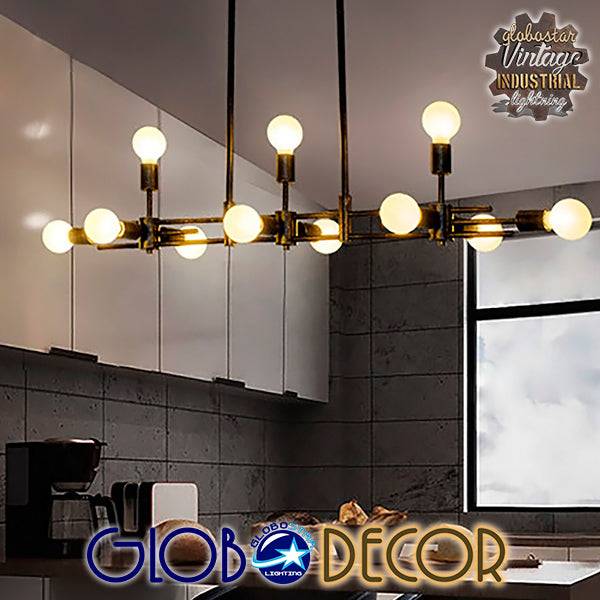 GloboStar® FERUM 01098 Μοντέρνο Industrial Φωτιστικό Οροφής Πολύφωτο Μαύρο Μεταλλικό Ράγα Μ113 x Π26 x Υ85cm - ledmania.gr