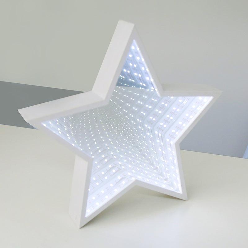 "“INFINITY MIRROR TUNNEL LAMP”, ""STAR”, 59 LED ΛΑΜΠΑΚΙΑ ΜΕ ΜΠΑΤΑΡΙΑ(3xAA) ΨΥΧΡΟ ΛΕΥΚΟ IP20 29x5x29cm" - ledmania.gr