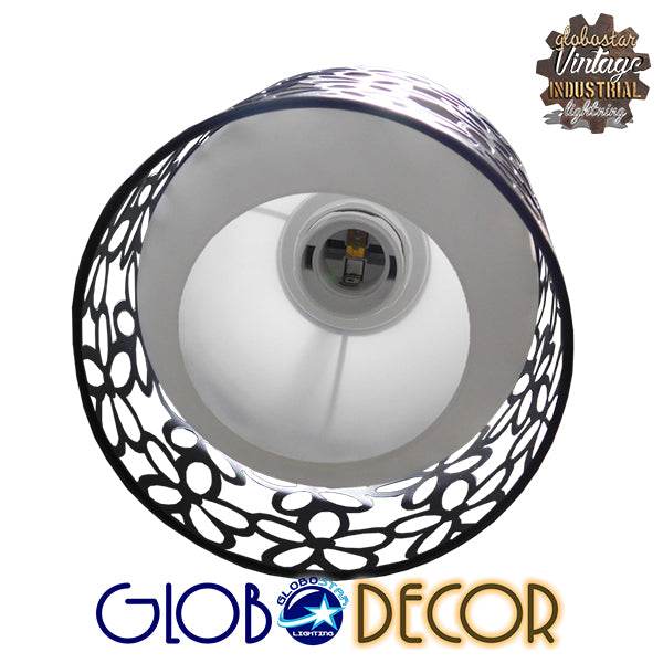 GloboStar® RAINELDA 01246 Μοντέρνο Κρεμαστό Φωτιστικό Οροφής Τρίφωτο Μαύρο Μεταλλικό Πλέγμα με Λευκό Γυαλί Φ40 x Y19cm - ledmania.gr