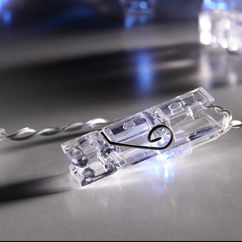 "PLASTIC CLIPS" 10 LED ΛΑΜΠΑΚ ΣΕΙΡΑ ΜΠΑΤΑΡ.(3xAA) & ΧΡΟΝΟΔΙΑΚ (6ΟΝ/18OFF) ΨΥΧΡΟ ΛΕΥΚΟ IP20 135+30cm - ledmania.gr