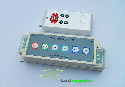 Ασυρματος RGB-Rf Controler για Tαινιες & Φωτισμο Led-12v-108w - ledmania.gr