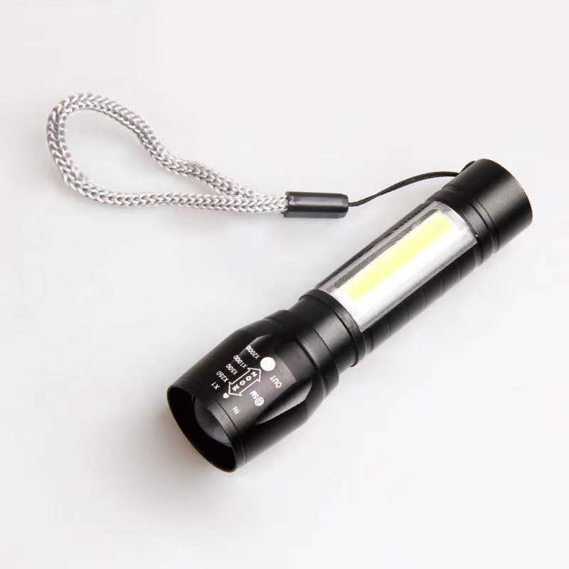 Super Bright Zoom LED Q5 T6  With Side COB Light Αλουμίνιο Αδιάβροχο USB Επαναφορτιζόμενος Φακός LED - ledmania.gr