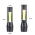 Super Bright Zoom LED Q5 T6  With Side COB Light Αλουμίνιο Αδιάβροχο USB Επαναφορτιζόμενος Φακός LED - ledmania.gr