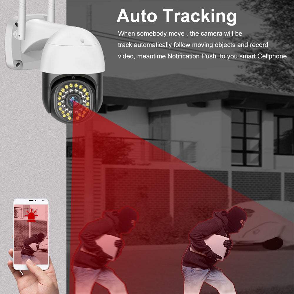 WI-Fi Auto tracking- dome PTZ κάμερα  30m Νυχτερινη παρακολούθηση Αδιαβροχη V380 pro - ledmania.gr
