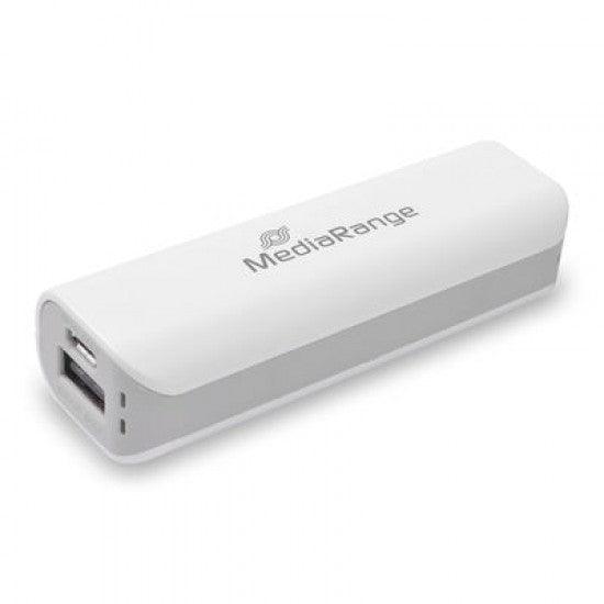 MediaRange Mobile charger I Powerbank 2.600mAh 1x USB-A, white/grey (MR745) - ledmania.gr