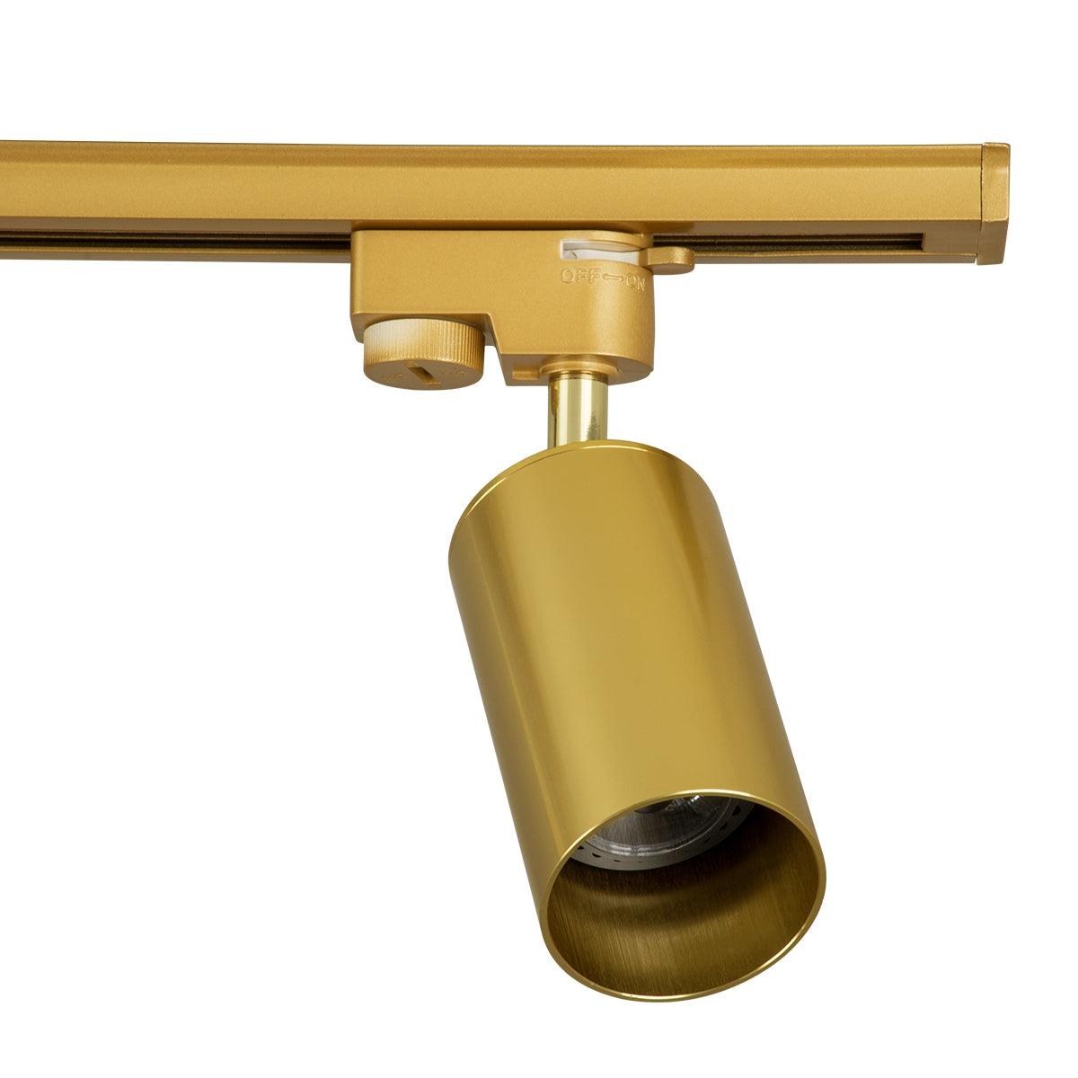 GloboStar® LEO 60360 Μοντέρνο Φωτιστικό Οροφής Ράγα με Κινούμενα Σποτ Αλουμινίου Τετράφωτο 4 x GU10 AC 220-240V IP20 Μ100 x Π6 x Υ20cm - 2 Γραμμών - Χρυσό Πλατίνα - ledmania.gr