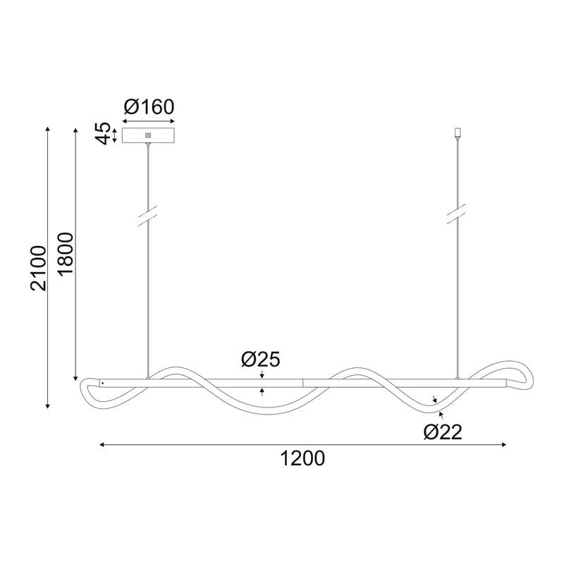 ΦΩΤΙΣΤΙΚΟ ΚΡΕΜΑΣΤΟ KYMA LED 36W 3000K 2520LM 120cm ΜΑΥΡΟ - ledmania.gr