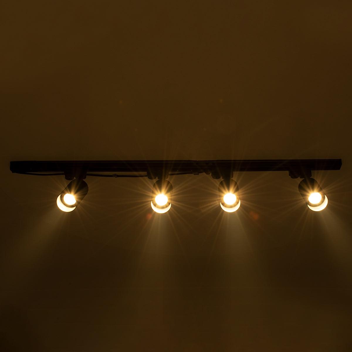 GloboStar® LEO 60360 Μοντέρνο Φωτιστικό Οροφής Ράγα με Κινούμενα Σποτ Αλουμινίου Τετράφωτο 4 x GU10 AC 220-240V IP20 Μ100 x Π6 x Υ20cm - 2 Γραμμών - Χρυσό Πλατίνα - ledmania.gr