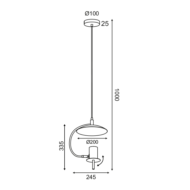 ΚΡΕΜΑΣΤΟ Φ/Σ 1ΧGU10 ΛΕΥΚΟ ΜΕΤΑΛΛΙΚΟ D25X20XH100CM PARACHUTE - ledmania.gr