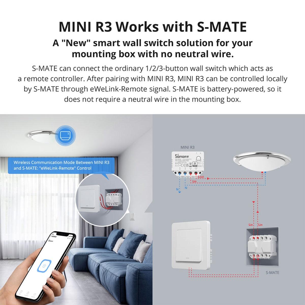 GloboStar® 80070 SONOFF S-MATE - Switch Mate 16A/3500W - ledmania.gr