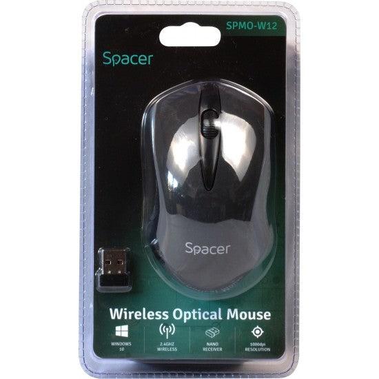Spacer Wireless Mouse, USB, Optical, 1000 Dpi, Black, (SPMO-W12) - ledmania.gr