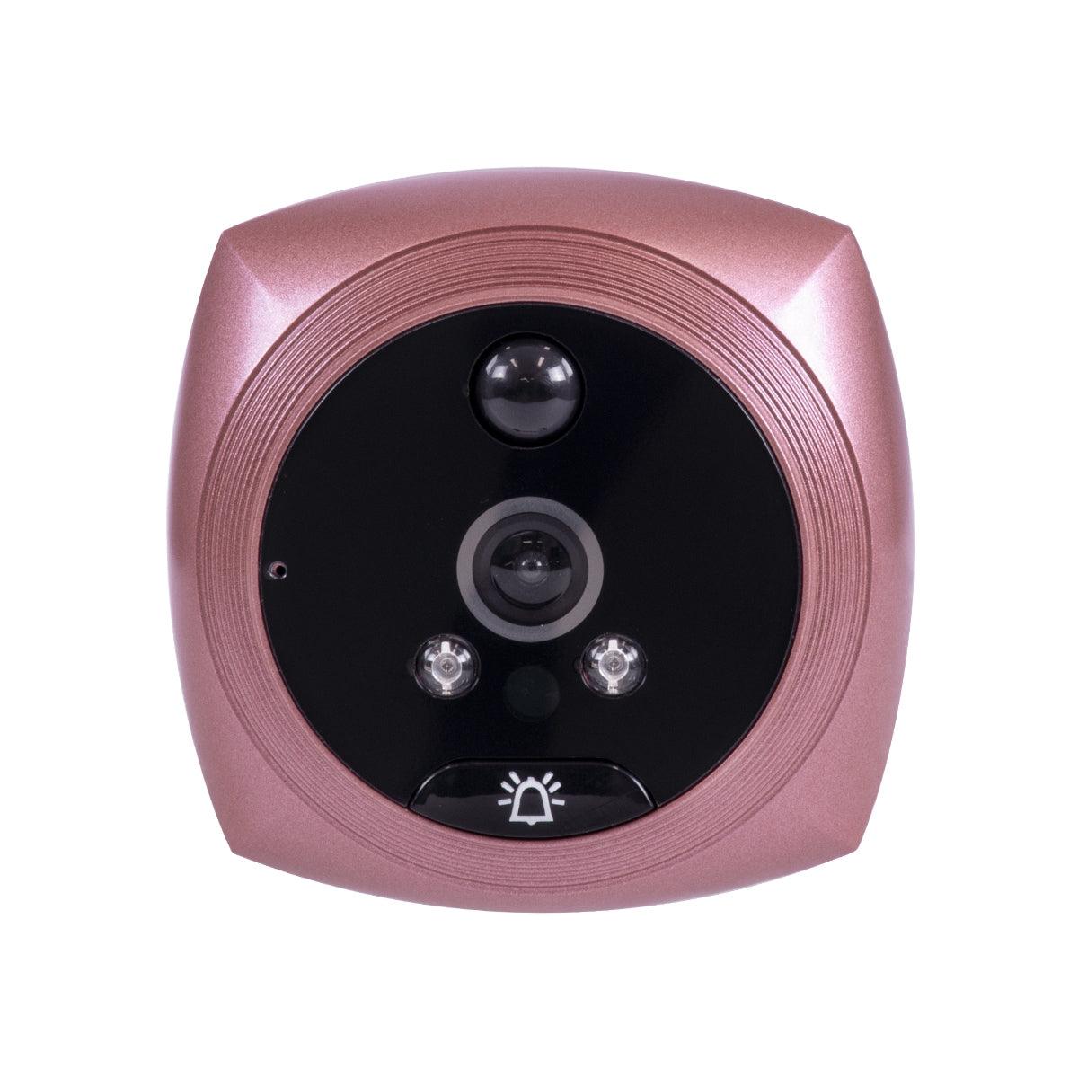 GloboStar® 86064 Επαναφορτιζόμενη Ψηφιακή Έξυπνη Camera Εξώπορτας 90° Μοιρών με Έγχρωμη Οθόνη 4.1" Inches - USB - Νυχτερινή Όραση με LED IR - Κουδούνι - Ροζ - ledmania.gr