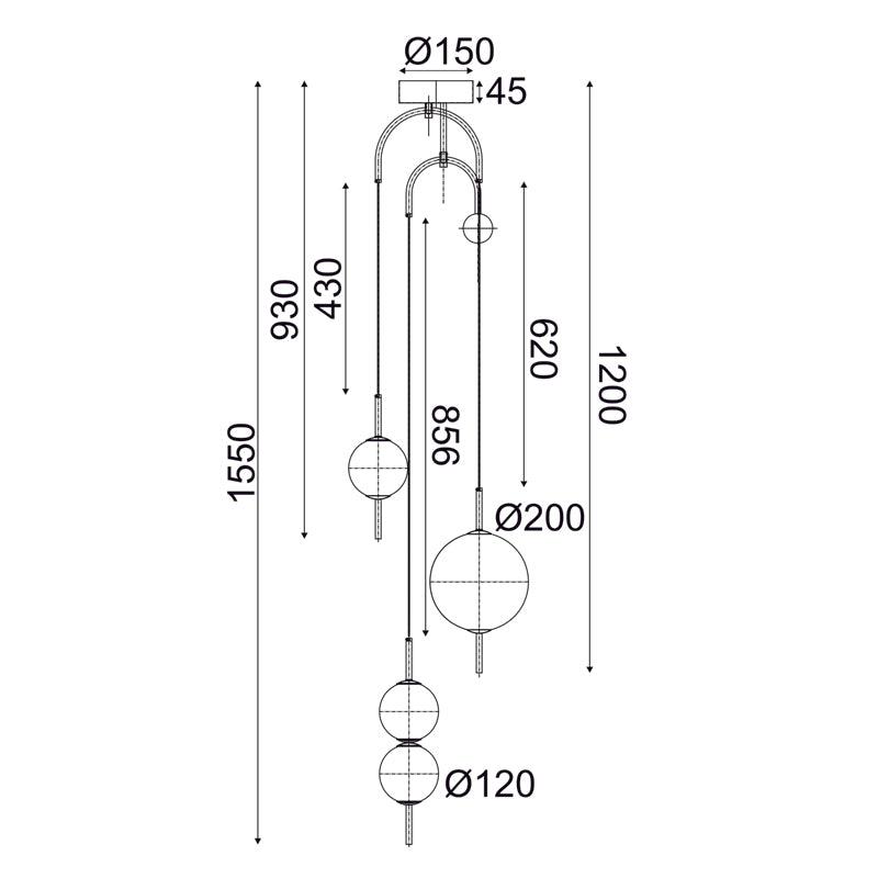 ΚΡΕΜΑΣΤΟ Φ/Σ LED 19W 3000K 1950LM AMELIA ΜΑΥΡΟ ΜΕΤ/ΚΟ+ΛΕΥΚΟ ΓΥΑΛΙ D37XH150CM - ledmania.gr