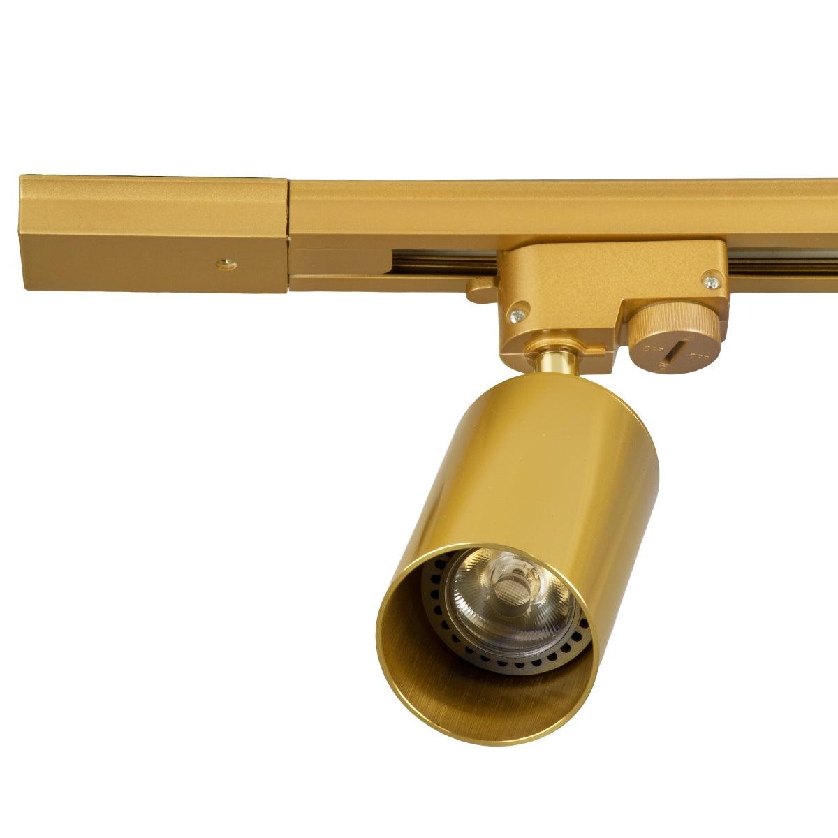 GloboStar® LEO 60360 Μοντέρνο Φωτιστικό Οροφής Ράγα με Κινούμενα Σποτ Αλουμινίου Τετράφωτο 4 x GU10 AC 220-240V IP20 Μ100 x Π6 x Υ20cm - 2 Γραμμών - Χρυσό Πλατίνα - ledmania.gr