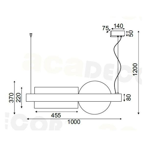 ^ ΚΡΕΜΑΣΤΟ Φ/Σ LED 20W 3000K 2150LM ΜΕΤ/ΚΟ ΜΑΥΡΟ+ΑΚΡΥΛΙΚΟ 7,5X100XH120CM EARTH - ledmania.gr