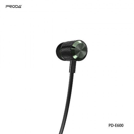 REMAX Proda eaphones stereo jack 3,5mm PD-E600 black - ledmania.gr