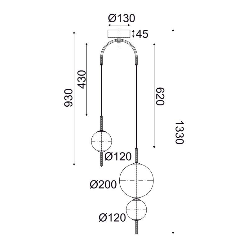 ΚΡΕΜΑΣΤΟ Φ/Σ LED 15W 3000K 1500LM AMELIA ΜΑΥΡΟ ΜΕΤ/ΚΟ+ΛΕΥΚΟ ΓΥΑΛΙ D37XH130CM - ledmania.gr