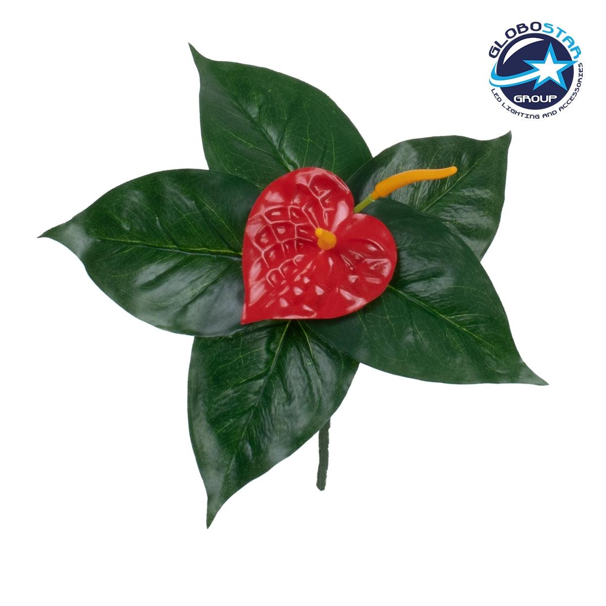 GloboStar® FLAMINGO FLOWER 78293 Τεχνητό Φυτό Ανθούριο - Μπουκέτο Διακοσμητικών Φυτών - Κλαδιών με Φύλλωμα Πράσινο - Πορτοκαλί - Κόκκινο Υ26cm - ledmania.gr